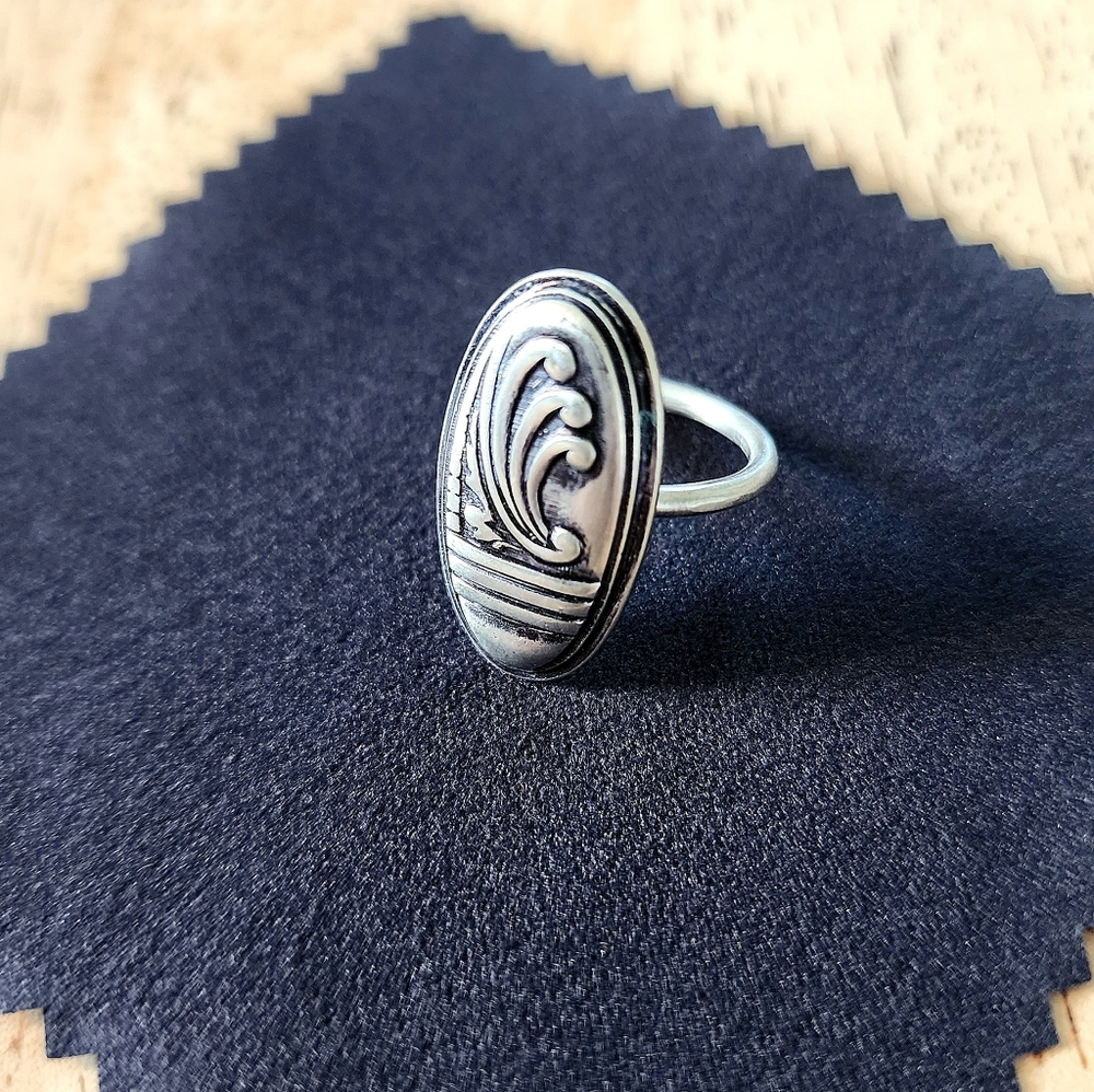 Handmade Art Nouveau Sterling Silver ring, size 6.5